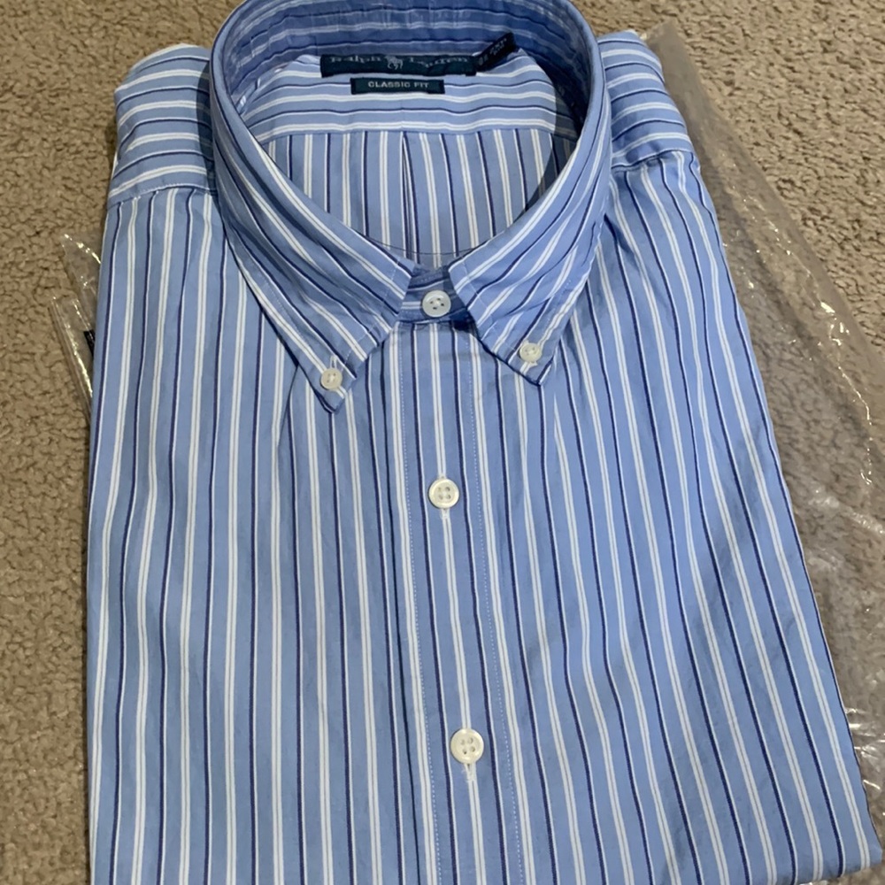 Polo 2X Big. Blue strip Button Down